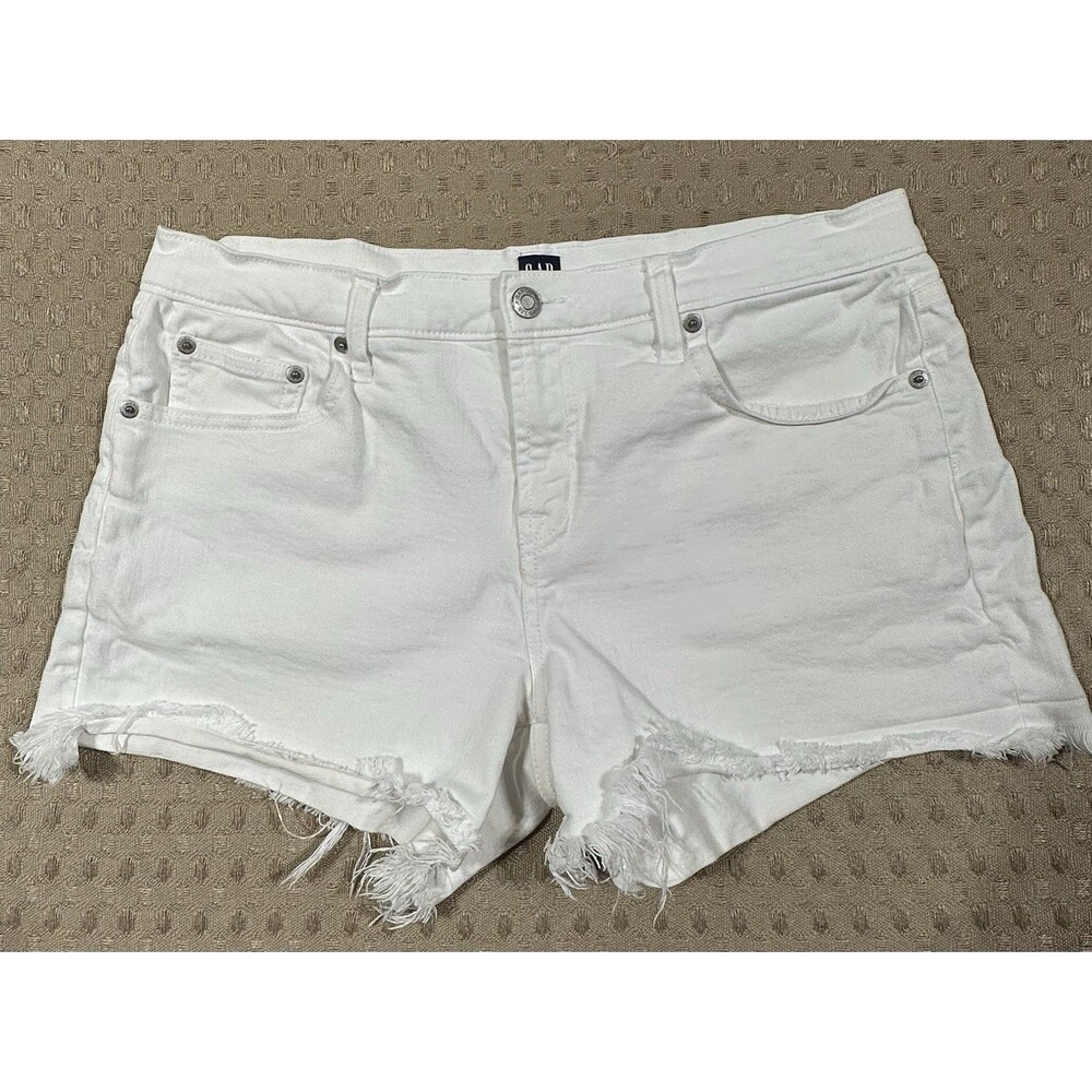 GAP Women's White Denim Cut Off Shorts Size 29  Mid Rise 3" Inseam